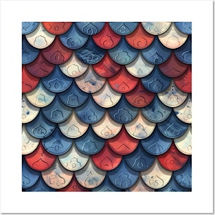 Red White and Blue Snake Skin Posters and Art